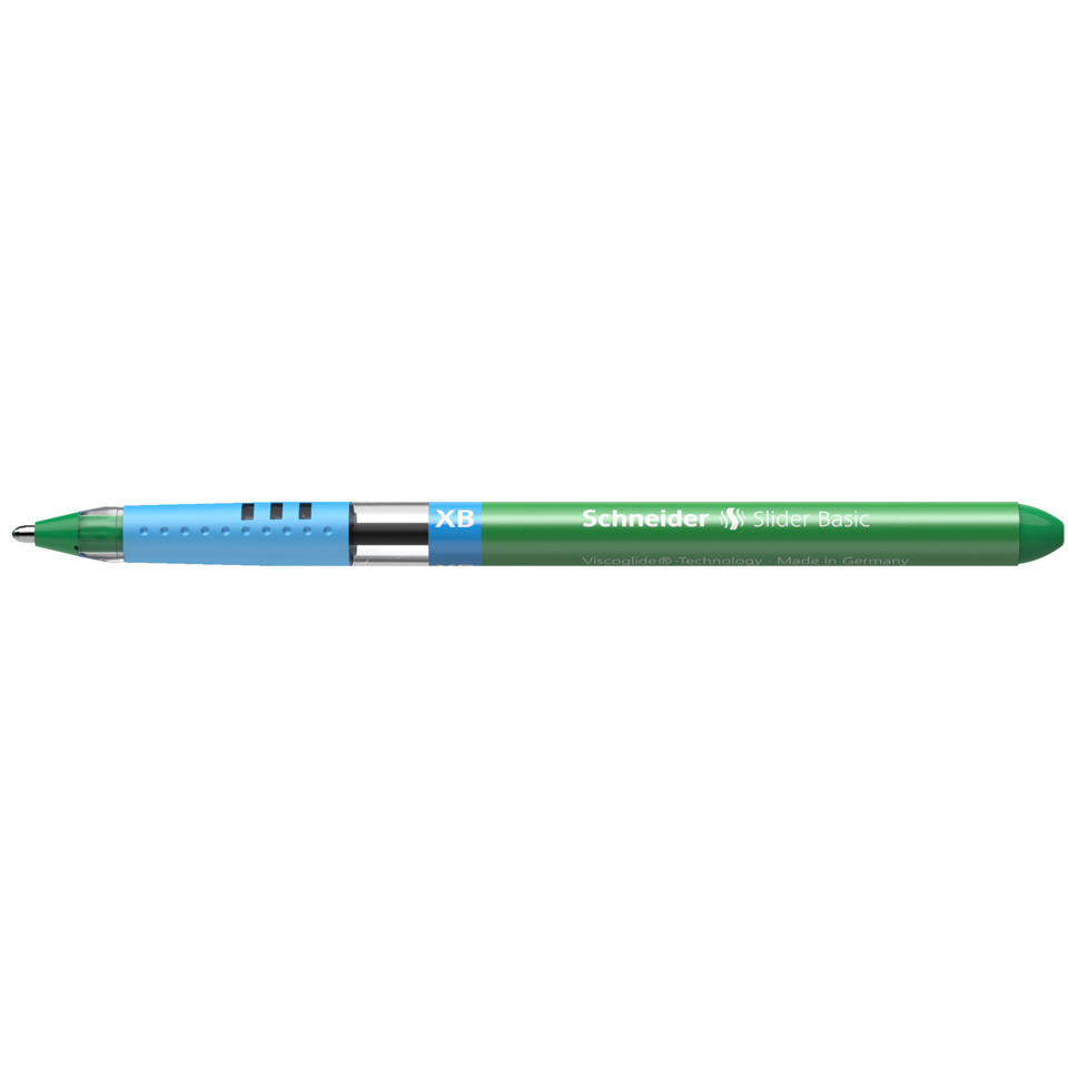 Kugelschreiber, Stift, grüner Körper, blauer Griff, XB