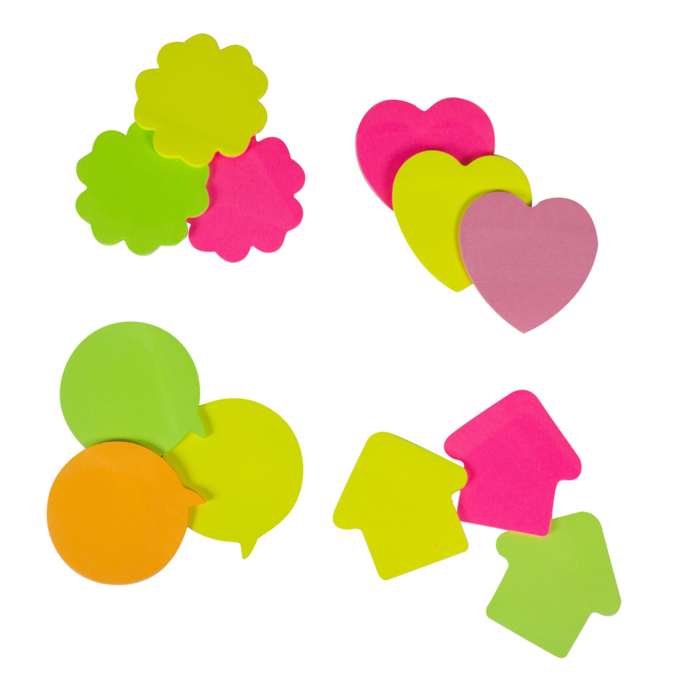 Post-it, Sticky notes, Neonfarben, Bunte Formen, Deko