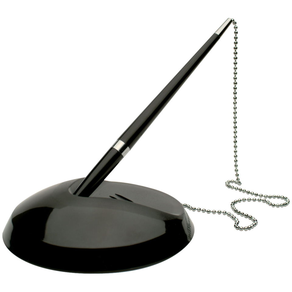Kugelschreiber, Stifthalter, Schreibtischaccessoire, Schwarz, Kette