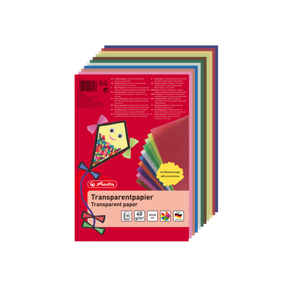 Transparentes Papier, Bunte Blätter, Arbeitsblatt, Mehrpack, Bastelpapier