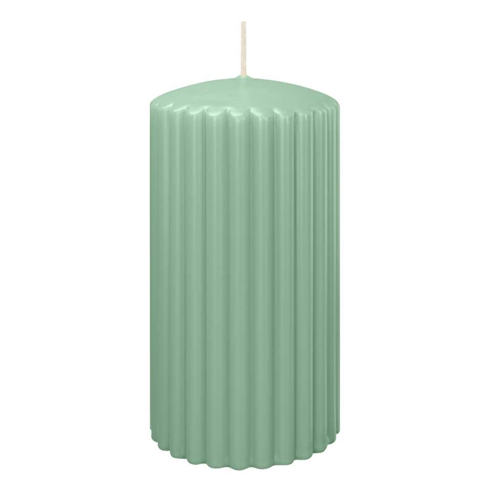 Kand Candle, Stumpenkerze, Rippenstruktur, Mintgrün, große Kerze