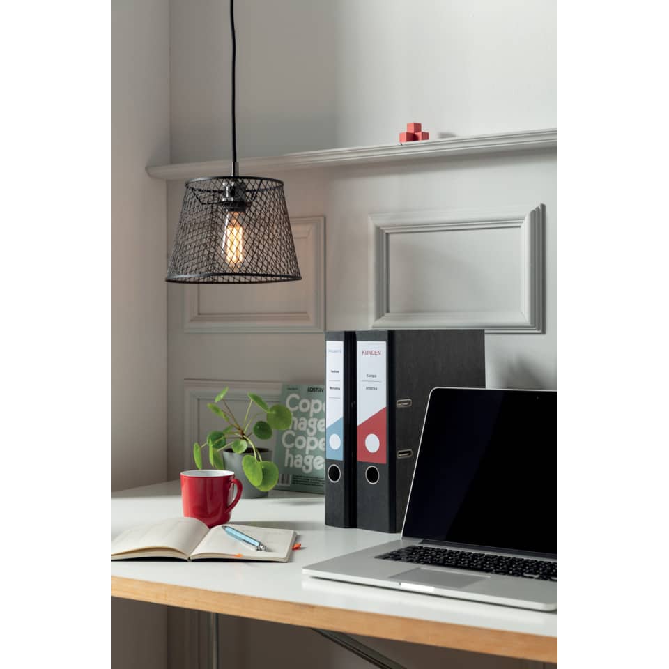 arbeitsplatz, laptop, lampe, ordner, pflanze