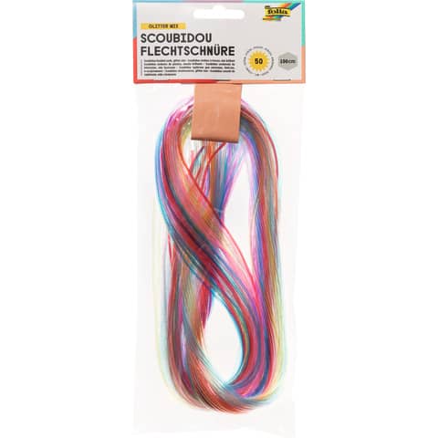 Scoubidous mit Glitter, 1m, 50 Stück, sortiert FOLIA 732050
