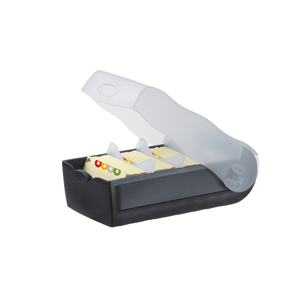 Klebetikette, Klebstoffspender, Klebebandspender, Klebebandrolle, Schwarz/Transparentes Gehäuse