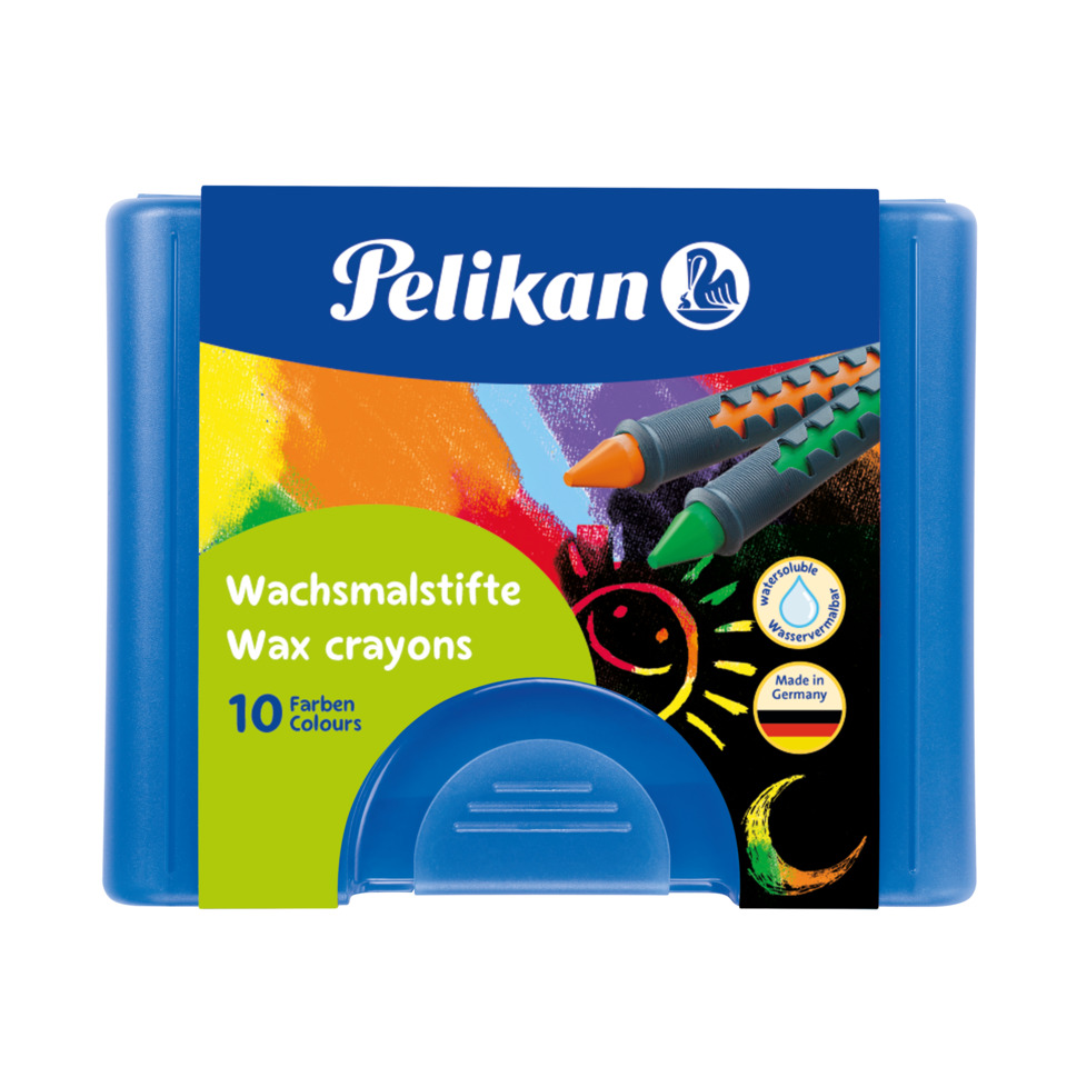 Wachsmalstifte, Wax crayons, 10 Farben, Kunstbedarf, Kasten