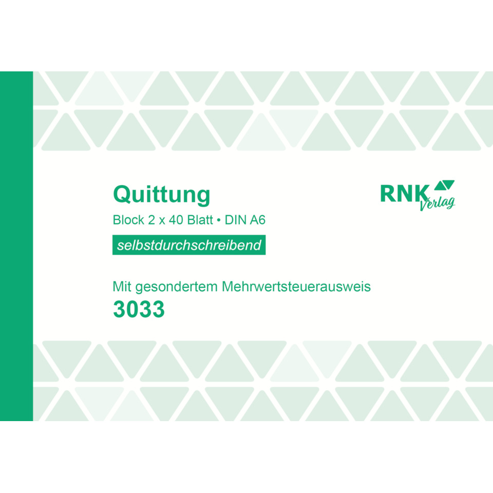 Quittung, DIN A6, Block, selbstkursive, Mehrwertsteuer