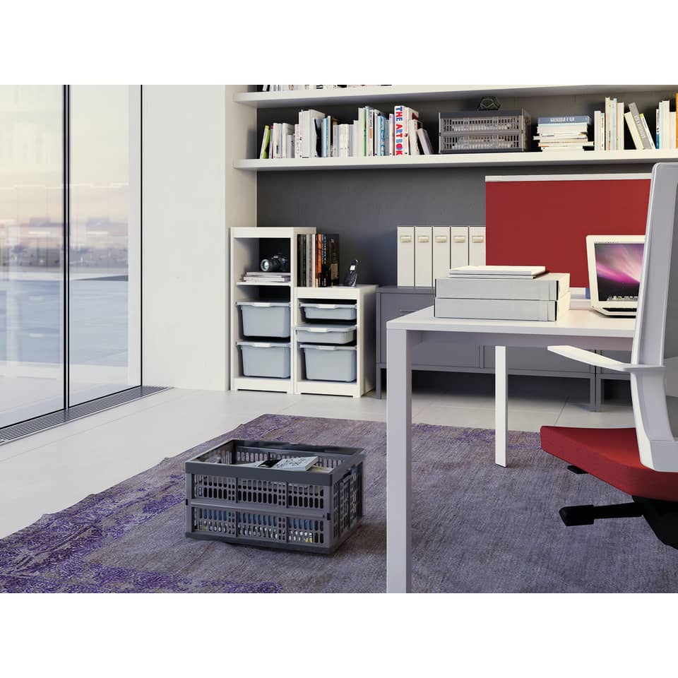 office, desk, printer, bookshelf, crate