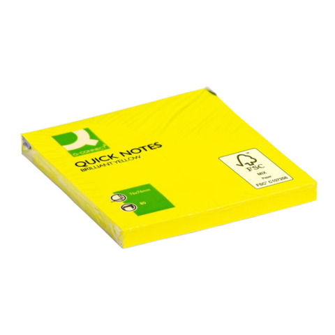 Haftnotizblock Quick Notes, 80 Blatt, 1 Stück, 76x76mm, brillantgelb Q-CONNECT KF10514