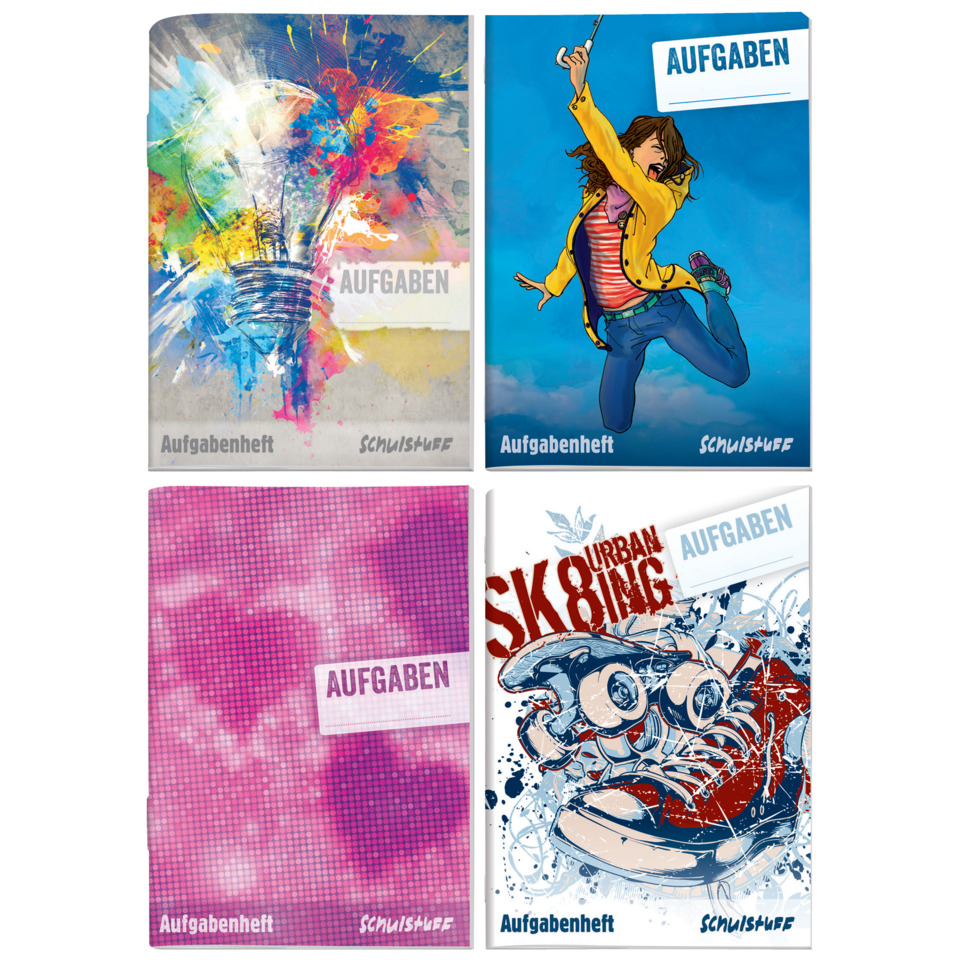 Aufgabenheft, Schulheft, Cover-Art, Kreation, Schulumgebung