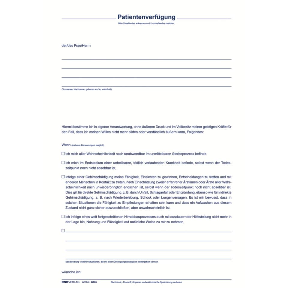 Dokument, Formular, Patientenverfügung, Unterschriftenzeile, Beobachtung?