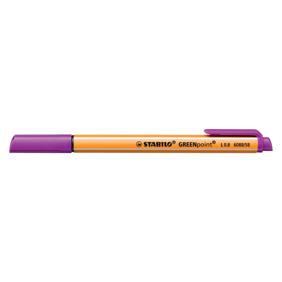 Marker, Permanent marker, Orange barrel, Purple cap, Stabilo greenpoint