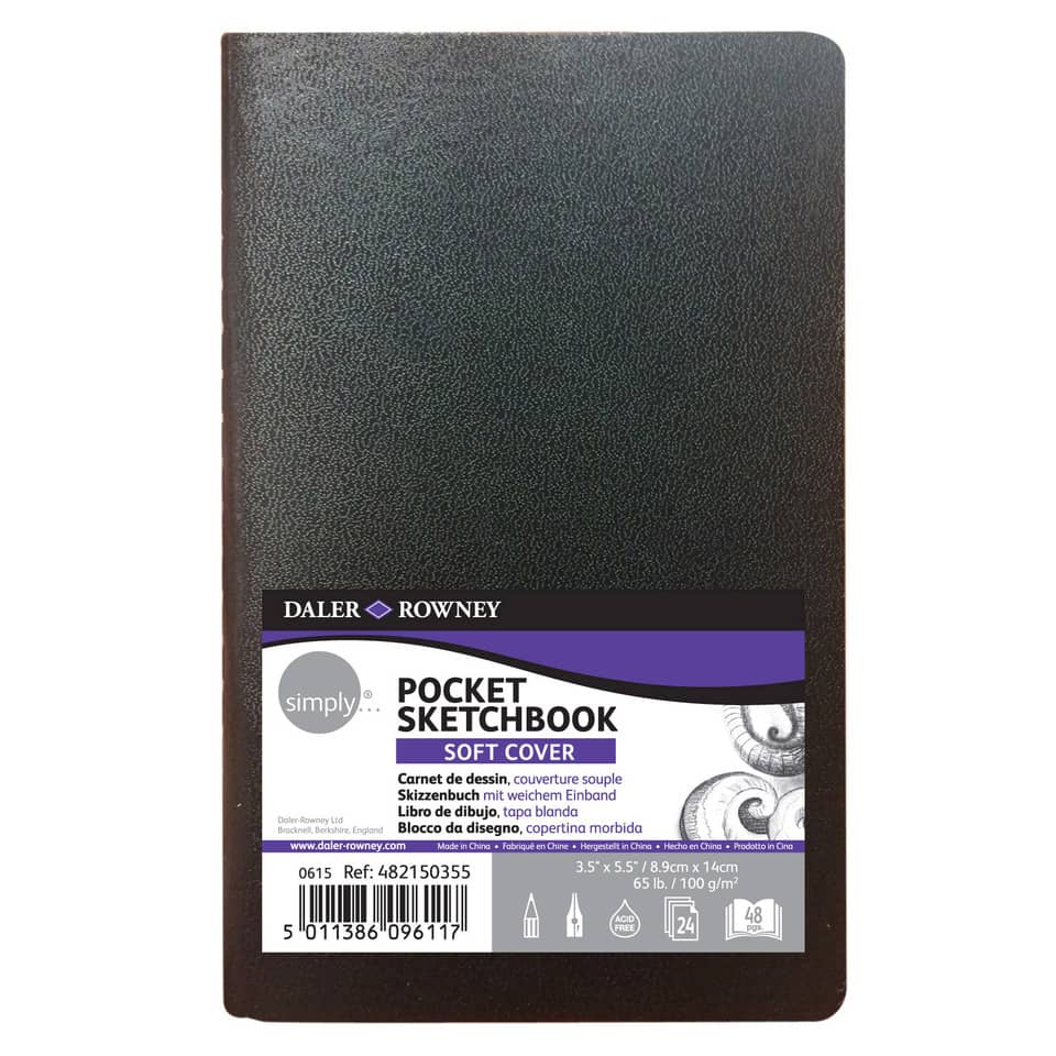 Skizzenbuch, Taschenformat, Weiches Cover, Lederimitat, Daler Rowney