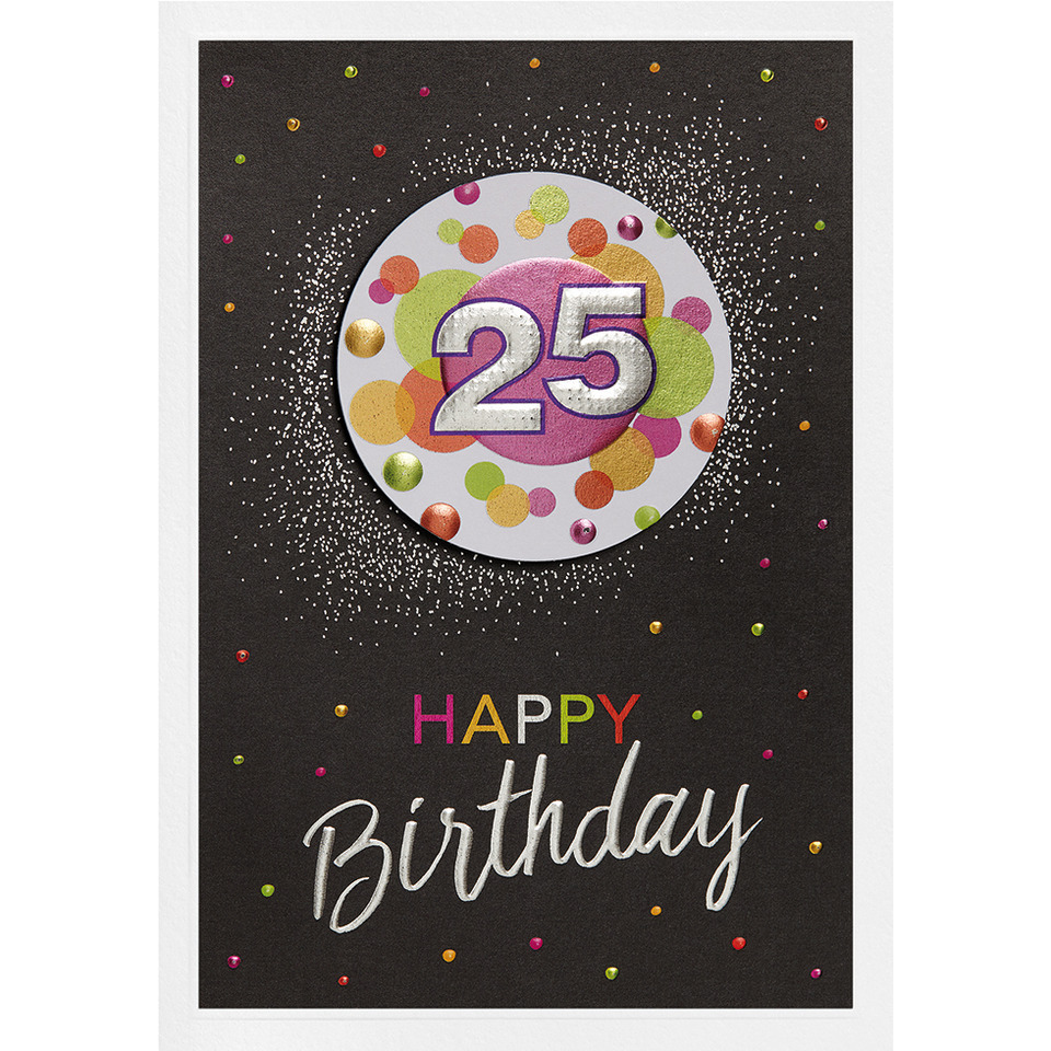 25, Geburtstag, Karte, Konfetti, Feier