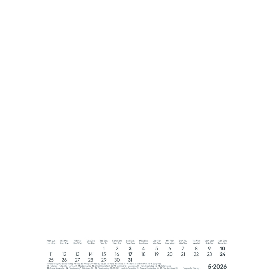 Kalender, monatlich, Wandkalender, Juni 2026, Datumenseite