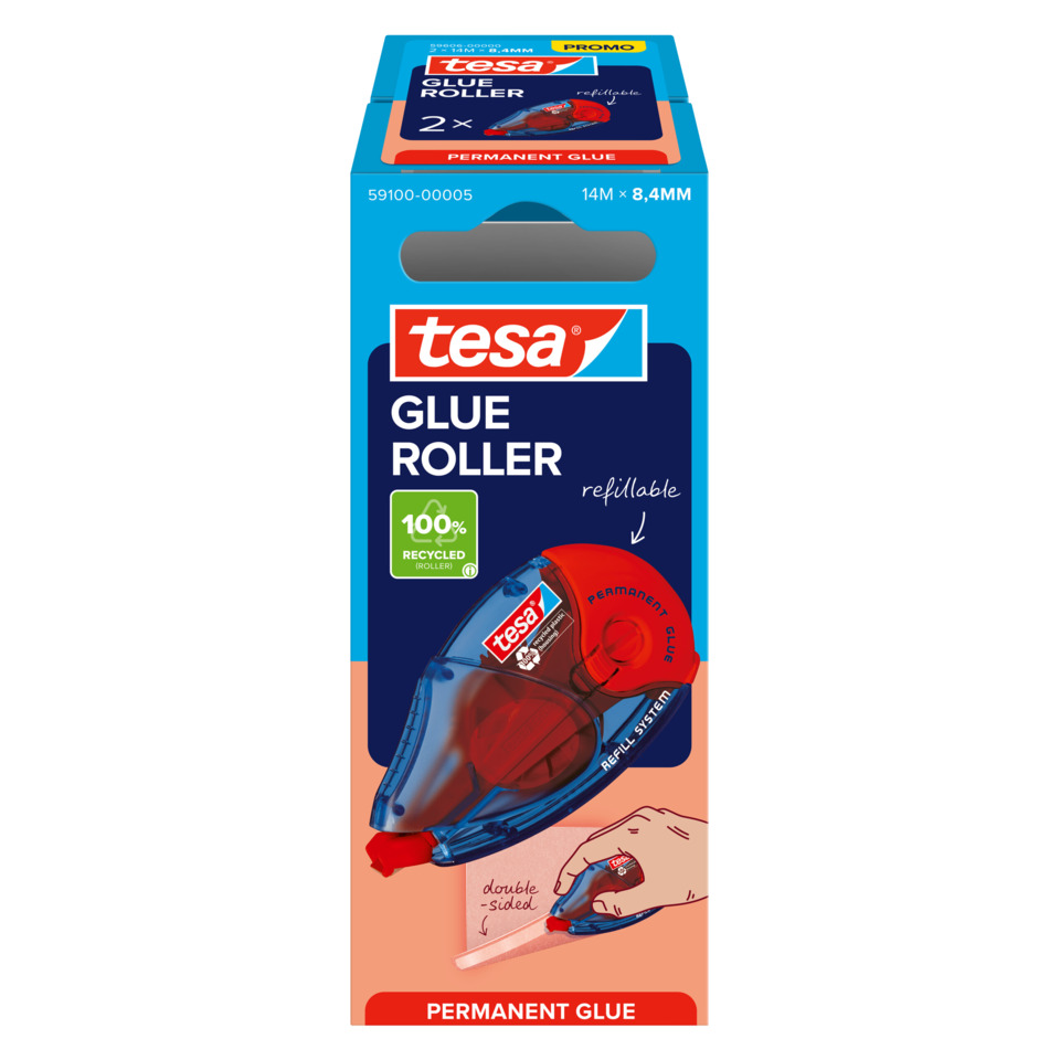 Klebstoffroller, Permanentkleber, Nachfüllbar, Blaues Verpackung, Tesa Marke