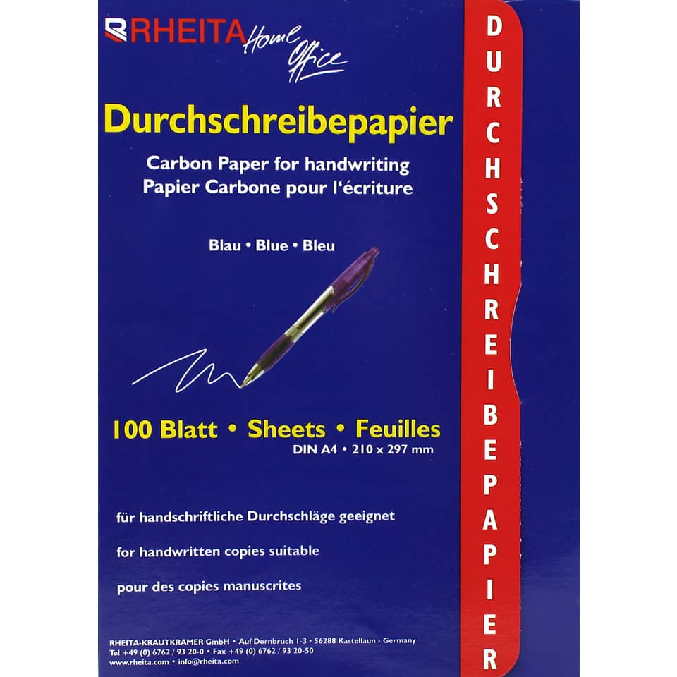 Kohlestiftpapier, Carbon Paper, Blatt Papier, DIN A4, Blau