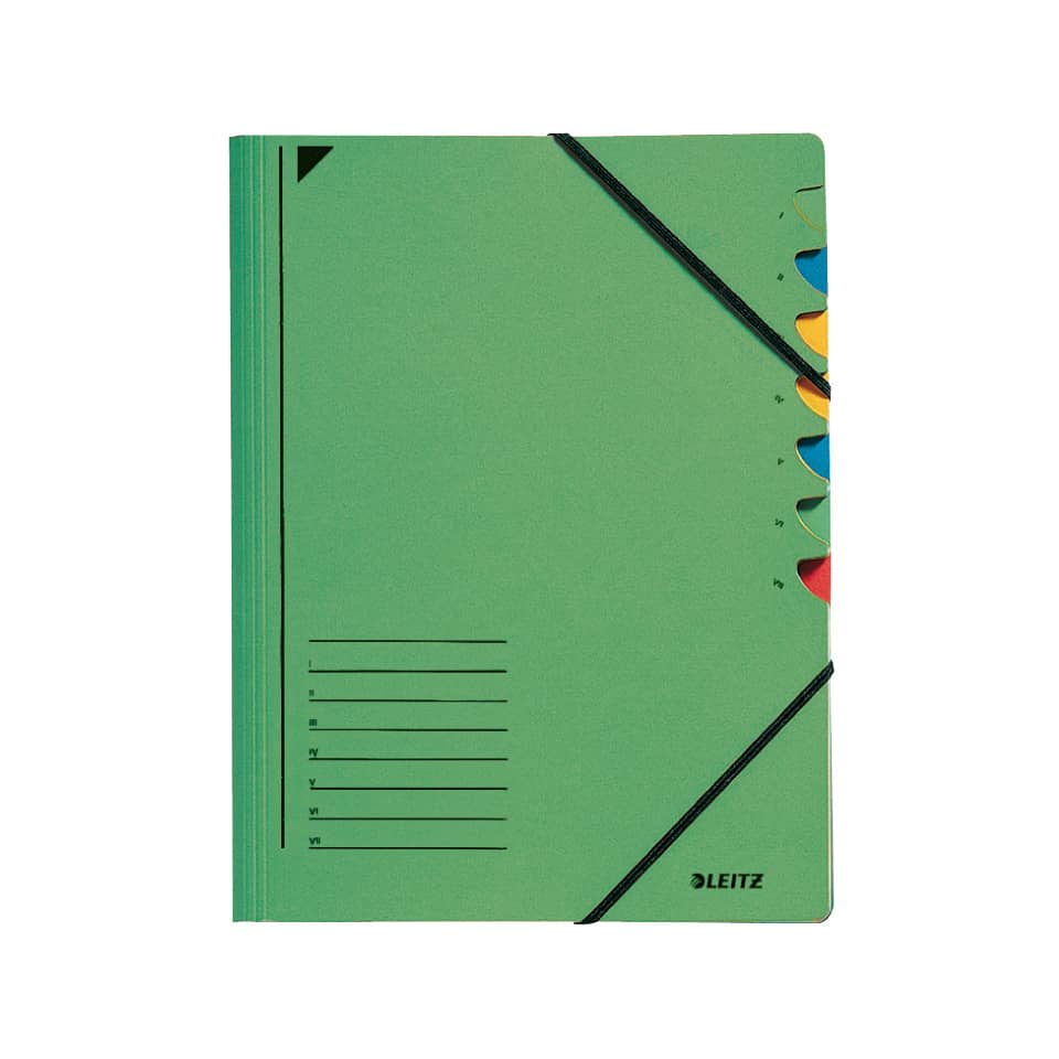Ordnungsmappe, A4, Karton, 7 Fächer, grün LEITZ 3907-00-55