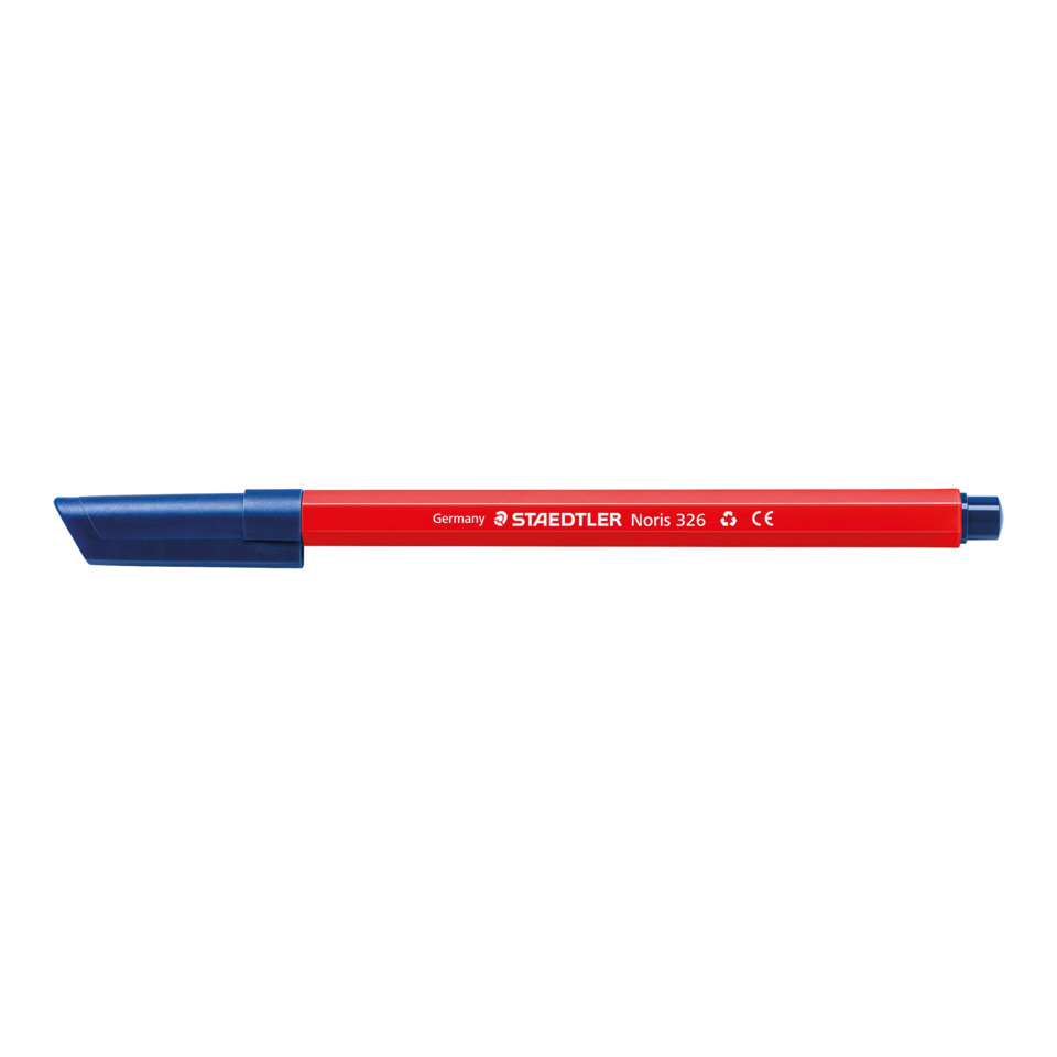 Marker, Highlighter, Roter Stift, Blauer Deckel, Staedtler Noris 326