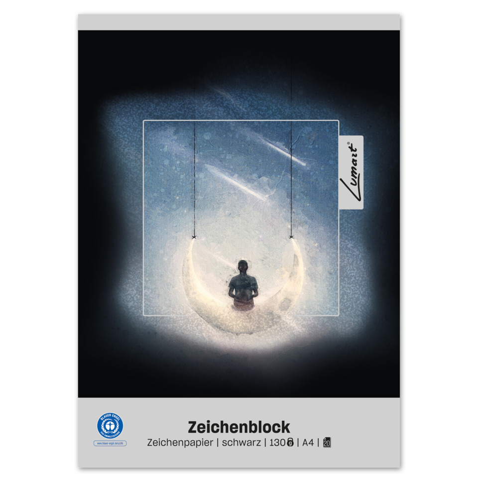  Zeichenblock,  Zeichenpapier,  Schwarz,  A4,  130 g