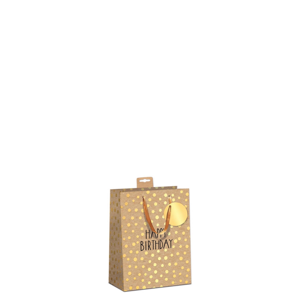 kindergeburtstag-tasche, geschenkverpackung, papiertragetasche, goldene-punkte, birthday-geschenk