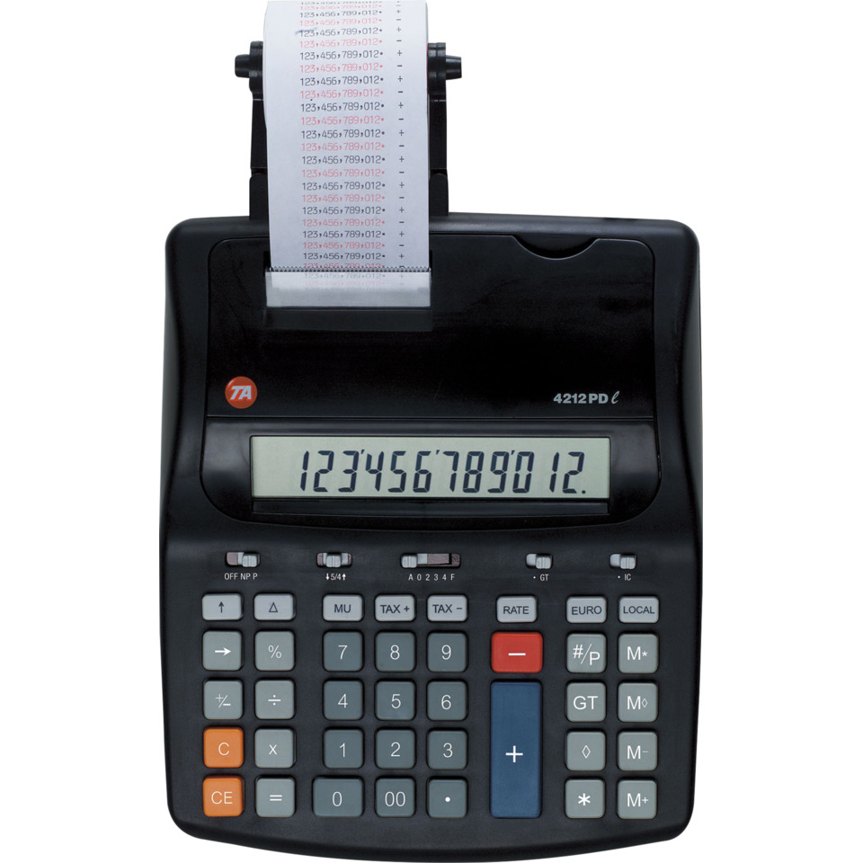 Taschenrechner, Kassenrechner, Schwarz, Bedienfeld, Anzeige LCD