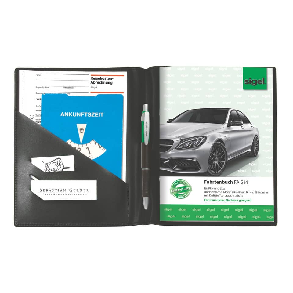 Mappe, Notizheft, Autosillustration, Stift, Dokumentenmappen