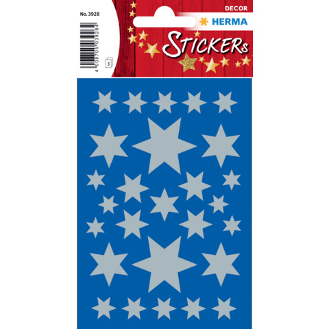 Sticker Sterne 6-zackig, silber, 81 Stück HERMA 3928