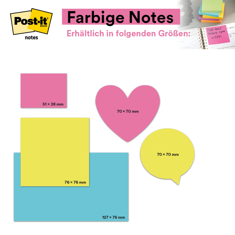 Notizblöcke, Post-it, Sticky Notes, Formen, Farben