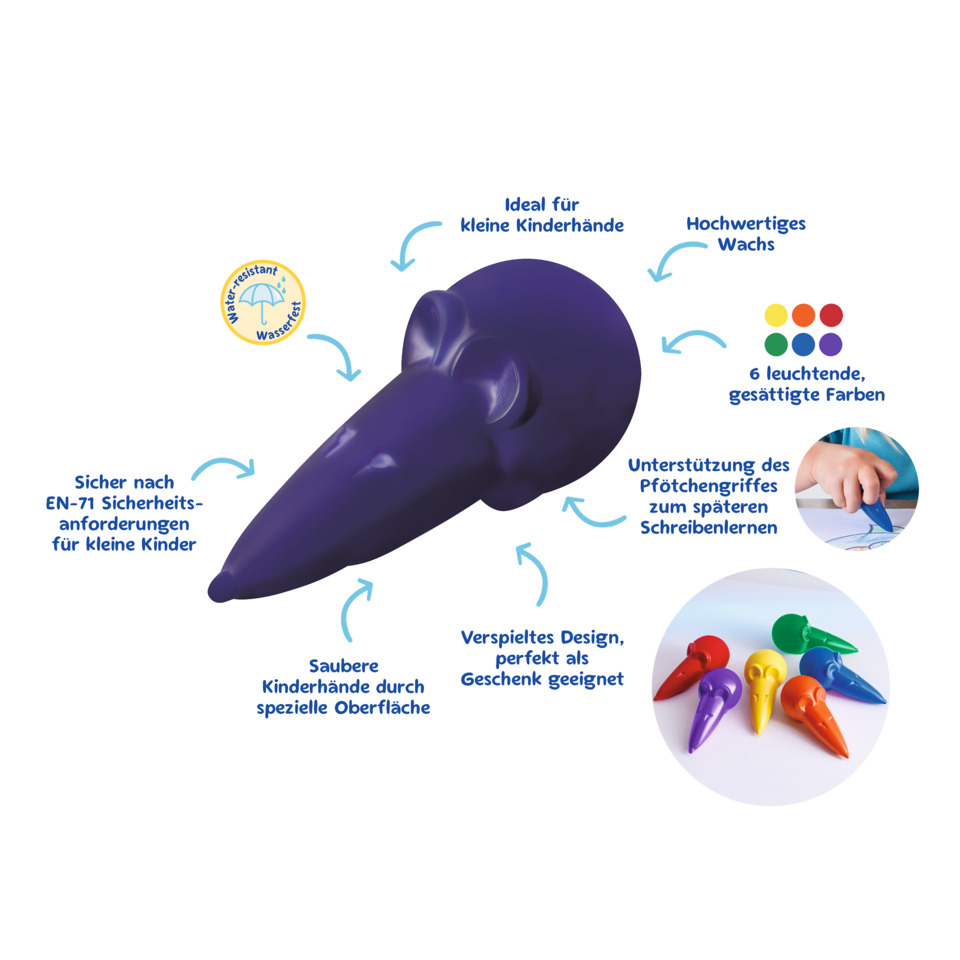 Kinderpiercing, Wachs, farbig, Länge klein, Sicher nach EN-71, Geschenkidee