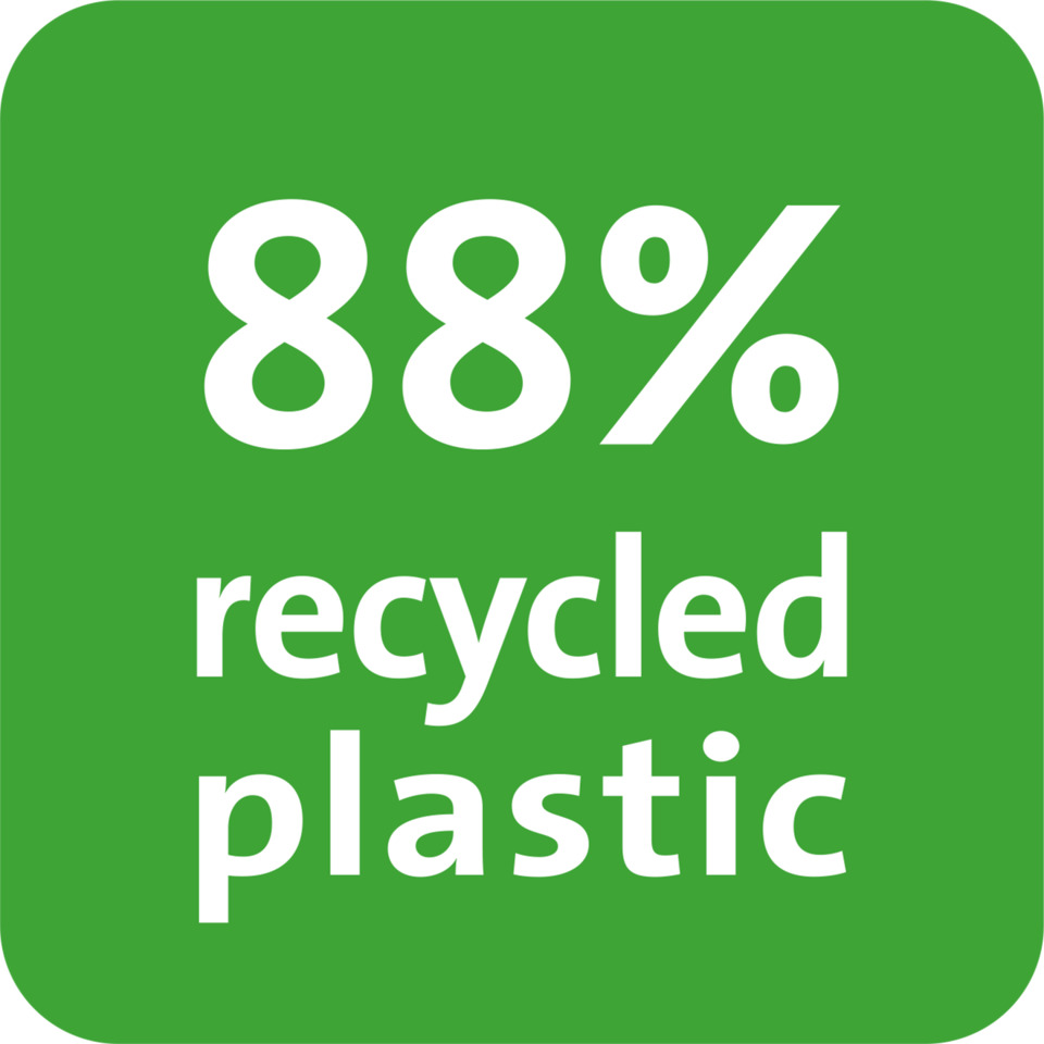 recyceltes Plastik, grün, 83%, Etikett, Öko-Symbol