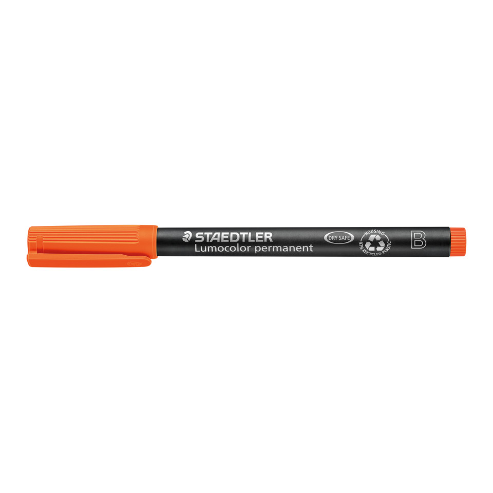 Lippenfarbstift, orangerKappe, Permanentmarker, ZweiFarben, Staedtler Lumocolor