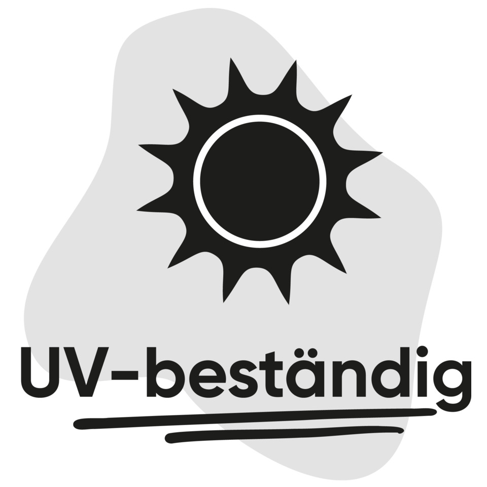UV-beständig, Sonnen-Symbol, Hitzesymbol, Logo, UV-Schutz