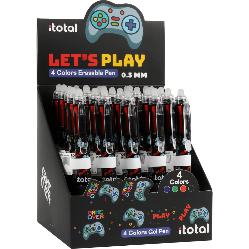 Gelstift, 4 Farben, ausradierbar, Gaming, Stiftbox