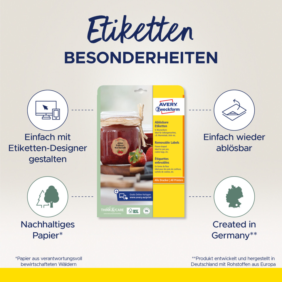 Etiketten, Verpackung, Glas/Jar, Honig/Fruchtmarmelade, Deutschland hergestellt