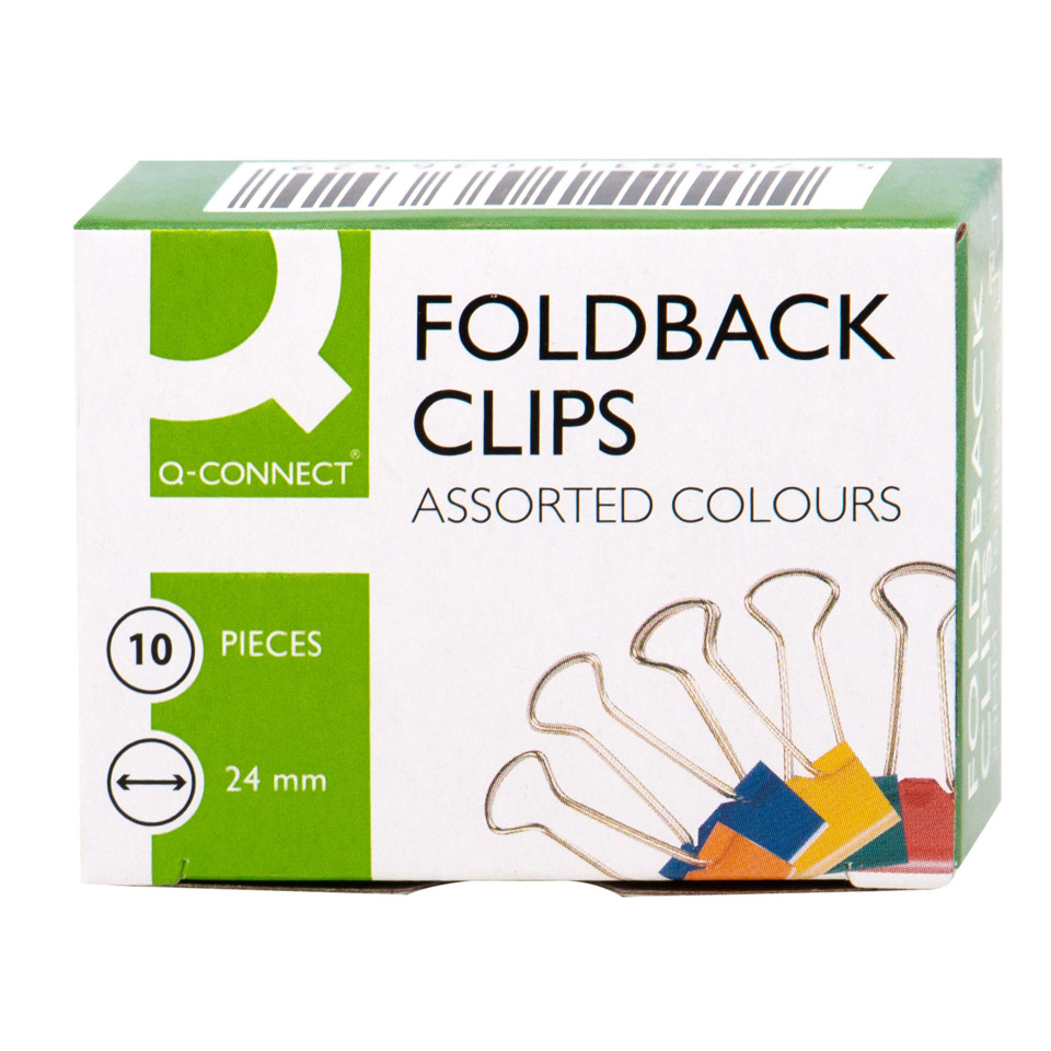 Foldback clips, bunte Ausführung, 10 Stück, 24 mm, Metallklemmen