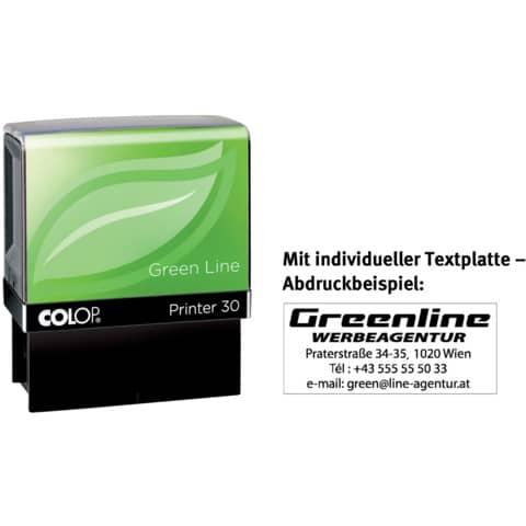 Printer 30 Green Line mit Stempelplatte 5 Zeilen   individuell COLOP P30GLP