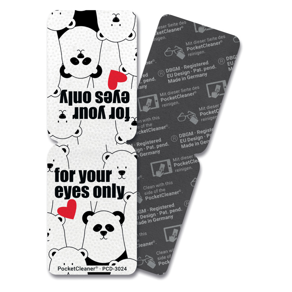 Brillenputztuch, Panda, Herz, PocketCleaner, Augenpflege