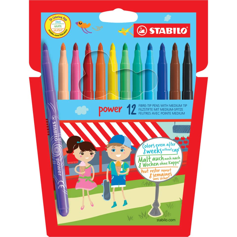 Buntstifte, Filzstifte, 12er Set, Kinderzeichnung, Stabilo