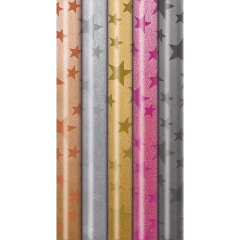 Weihn.Recyclingpapier Simmering Stars ZÖWIE 33053 575242 1,5m x 70 cm sort.