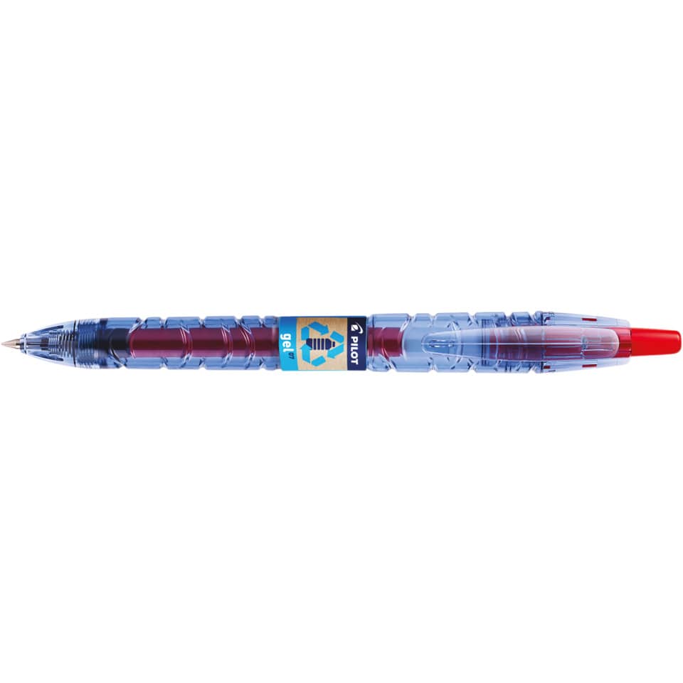 Kugelschreiber, Transparenter Körper, blau, roter Deckel, Klick-Kugel