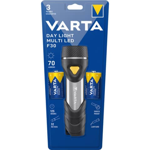 Taschenlampe Day Light Multi F30,  LED, schwarz/silber VARTA 17612 101 421