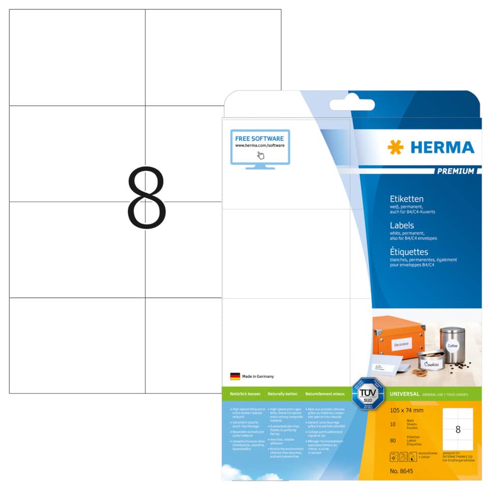 Etiketten, Labels, Klebepapier, Druckeretiketten, DIN-A4