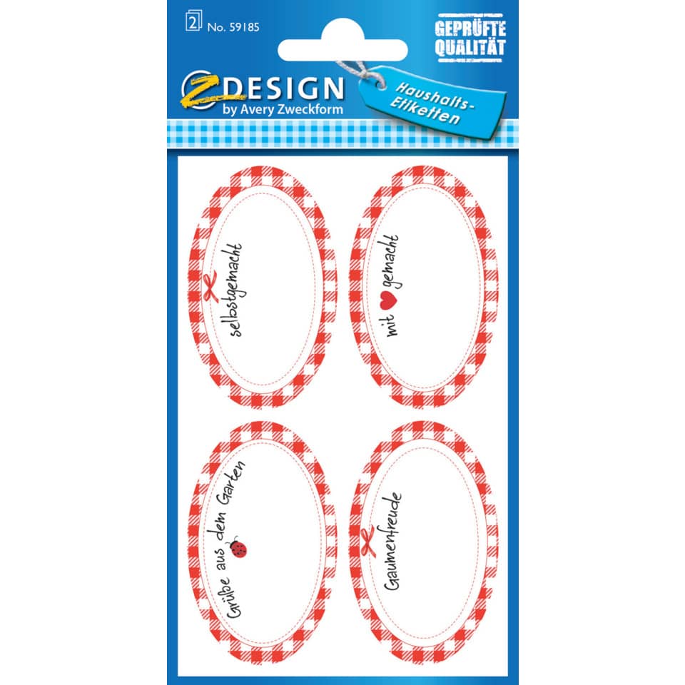 Aufkleber, Etiketten, Ovaler Aufdruck, Gingham-Rand, Selbstklebend