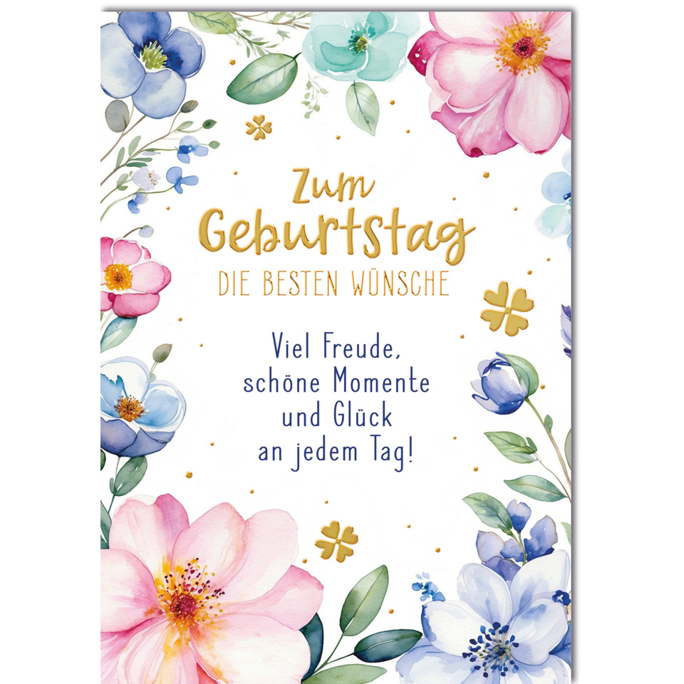Grußkarte, Blumenmuster, Geburtstagskarte, Wunschkarte, Floral