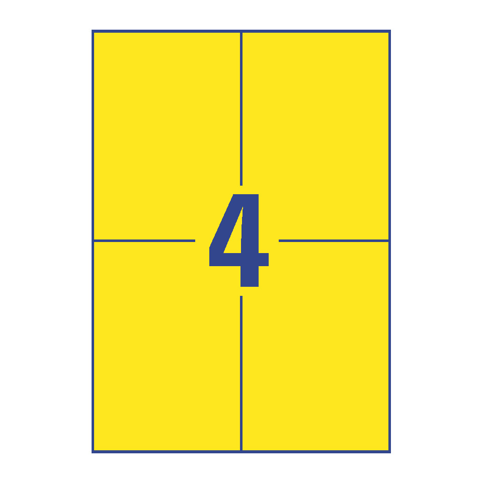 poster, gelb, blauer rand, nummer 4, gitterlinien