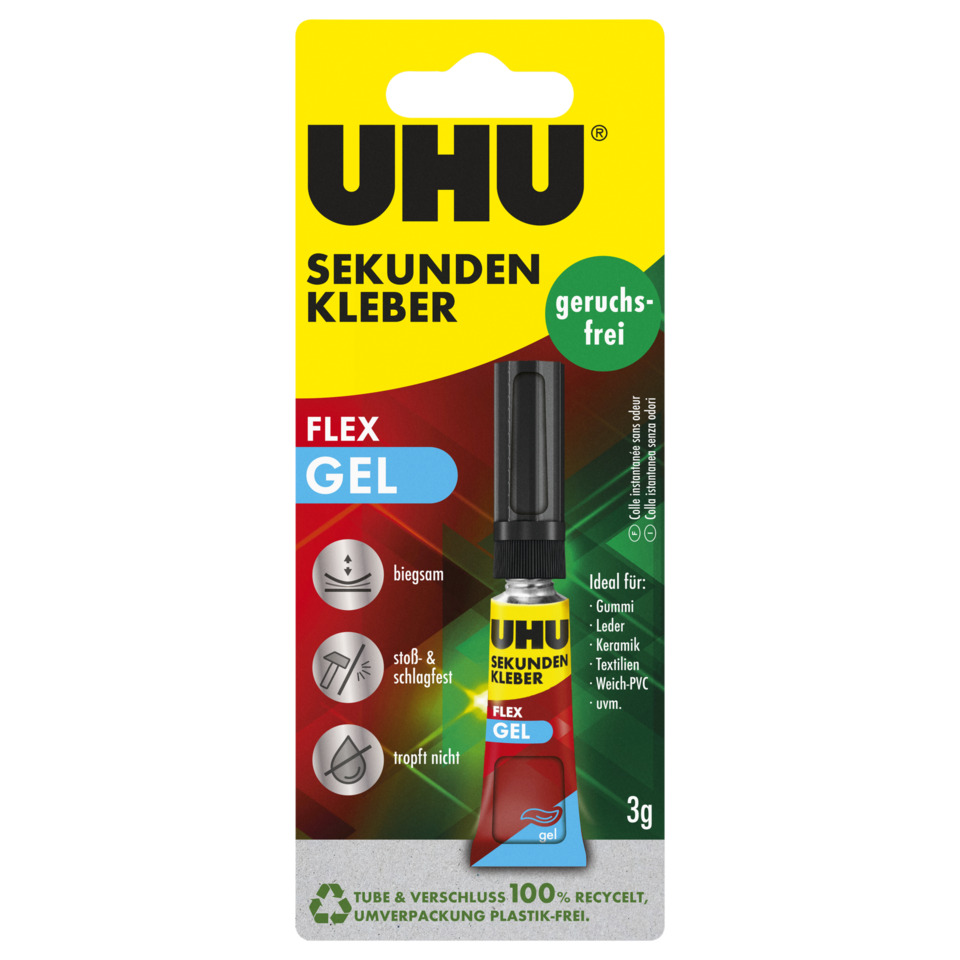 Kleber, Gel, Flex, Gummi, 3g
