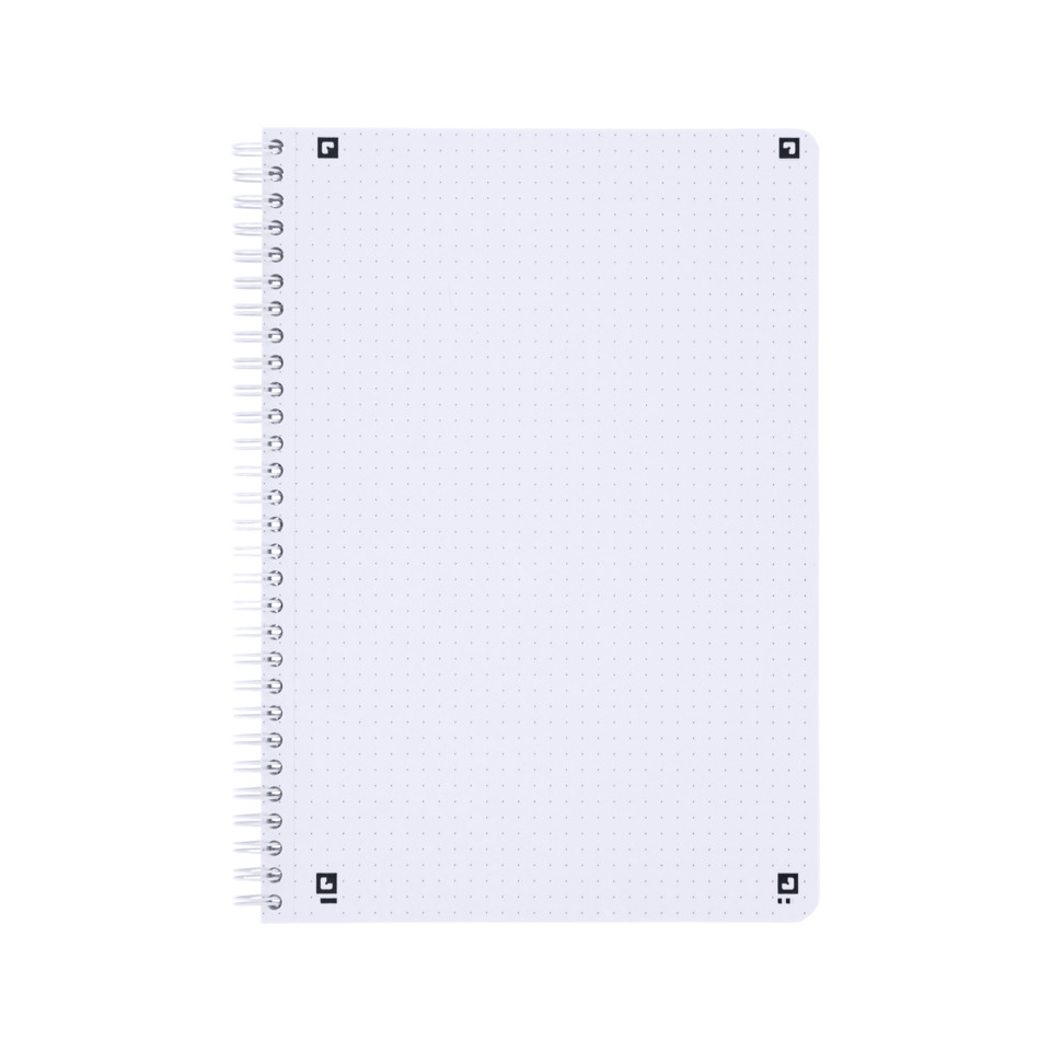 Notebook, Spiralbindung, Punktnetz, weiße Hülle, Spiralisiertes Notizbuch