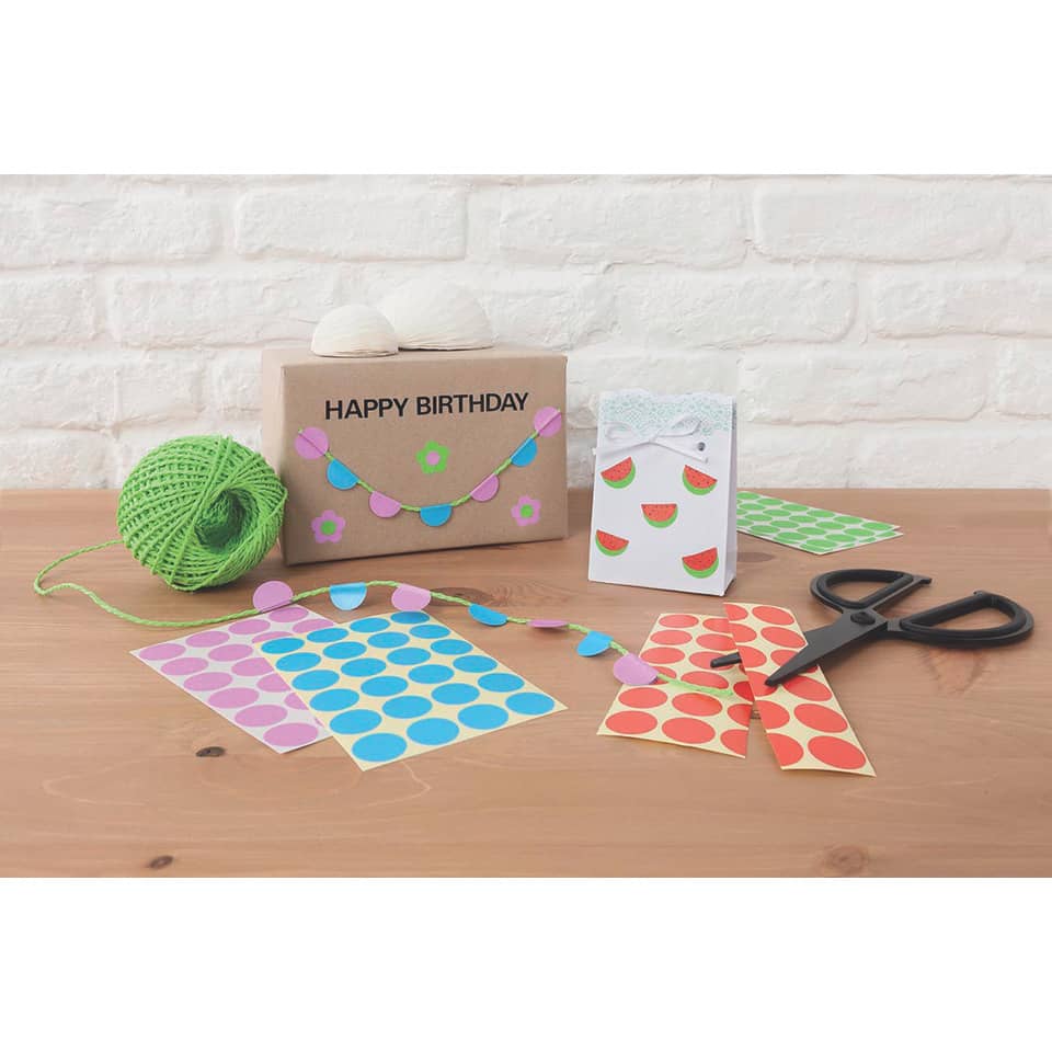 Klebepunkte, Geschenkset, Dekoration, Papieraufkleber, Schere