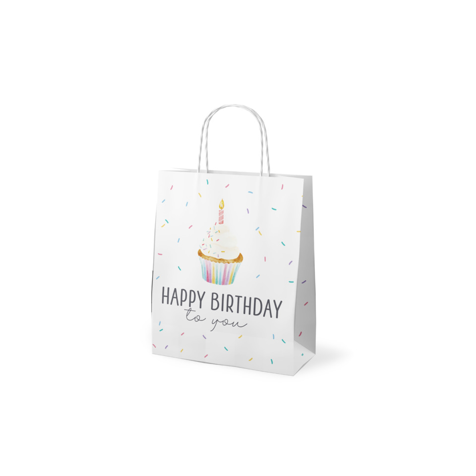Birthday, Gift bag, Cupcake, Cake candle, Confetti