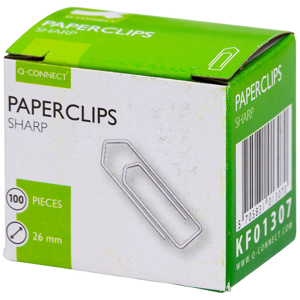 Papierclips, Metall, Scharf, 100 Stück, 26 mm
